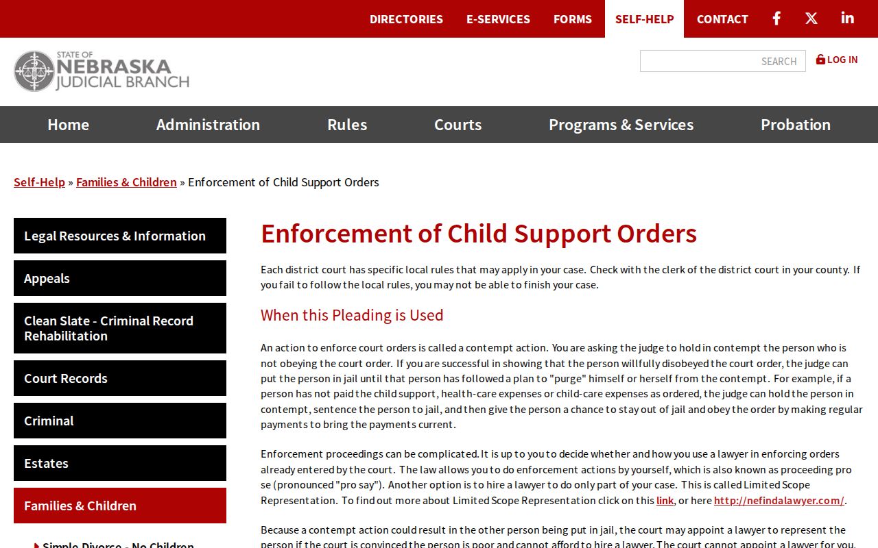 Nebraska child-support bench-warrant filing and service guidance