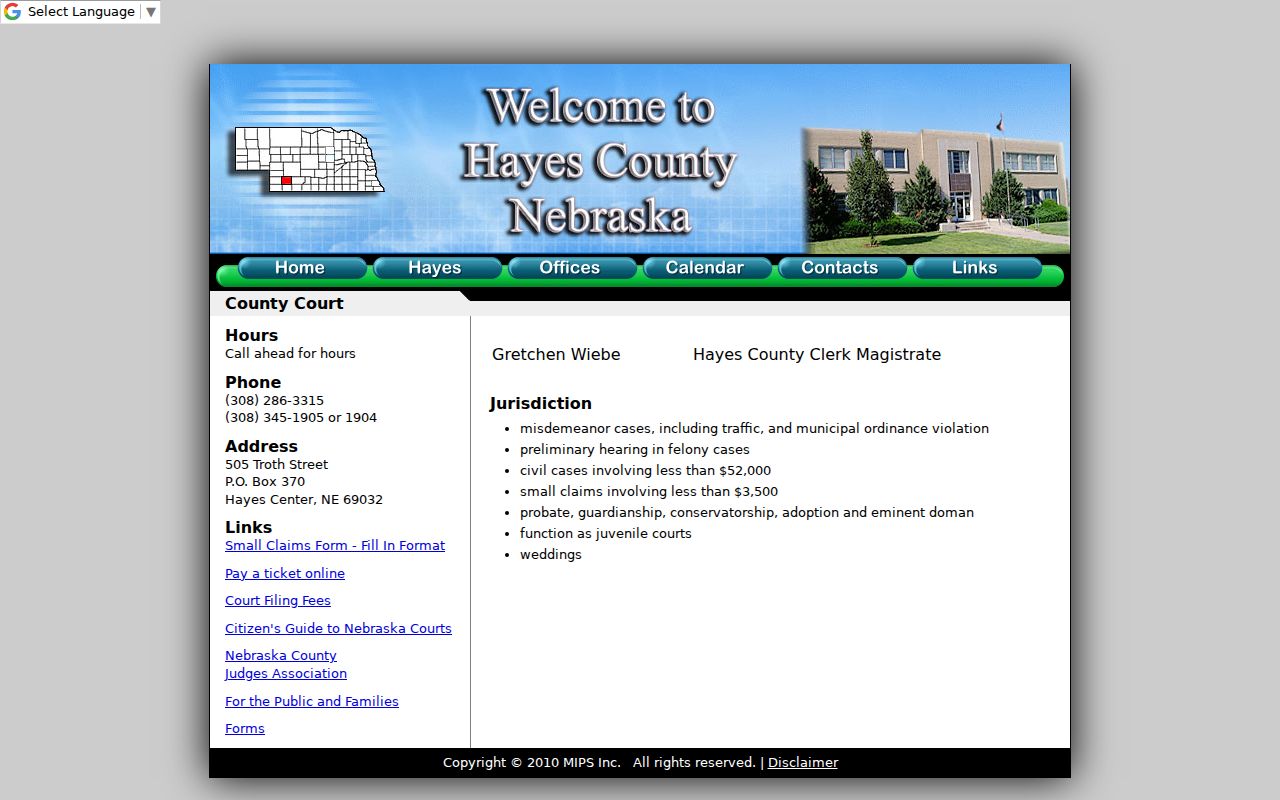 Official Hayes County Court page and local court contact