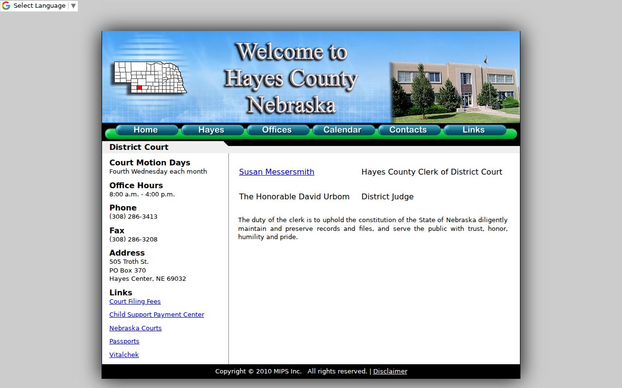 Local Hayes County District Court contact and office hours